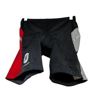 Squadra Volta Cycling Shorts Elastic Waist Padded Pull On Athletic Black Red XL